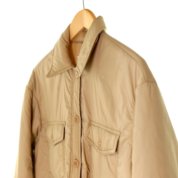 Aritzia Wilfred Free Ganna Insulated Vegan Down Tan Jacket Shirt Shacket XS Cozy - Picture 5 of 11